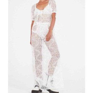 For Love and & Lemons Portola Maxi Dress Small S White Floral Lace Unlined